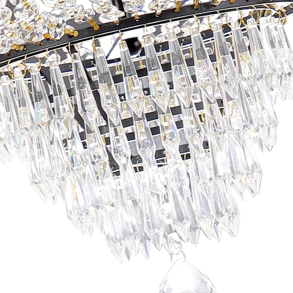 9-Light French Empire Modern Crystal Chandelier D24" × H30" Luxury Indoor Pendant Ceiling Lighting Fixture