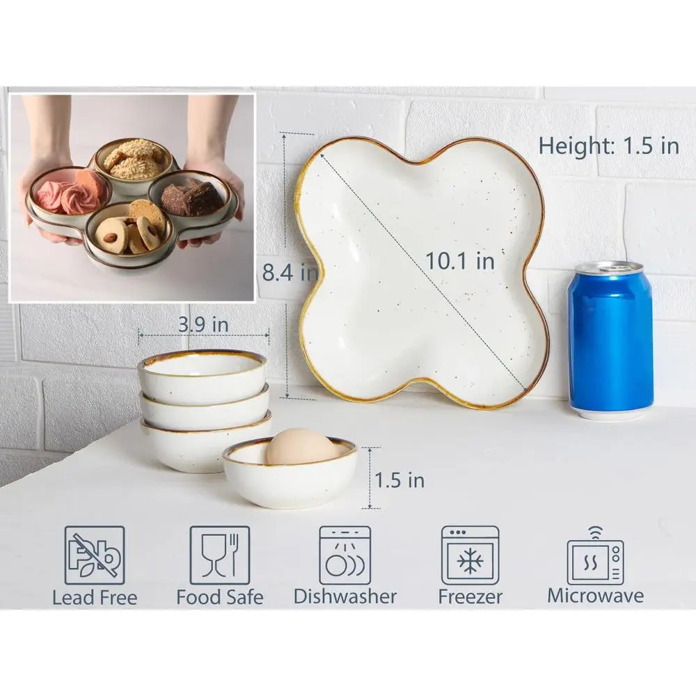 8.5 Inch Divided Serving Platter with 4 Removable Dishes