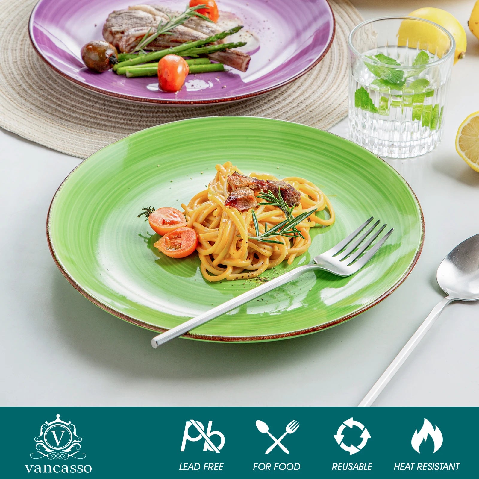 6/12 Piece Multicolour 10.4 inch Dinner Plate Set Handpainted in Rustic Look 26.5cm Serving Plate