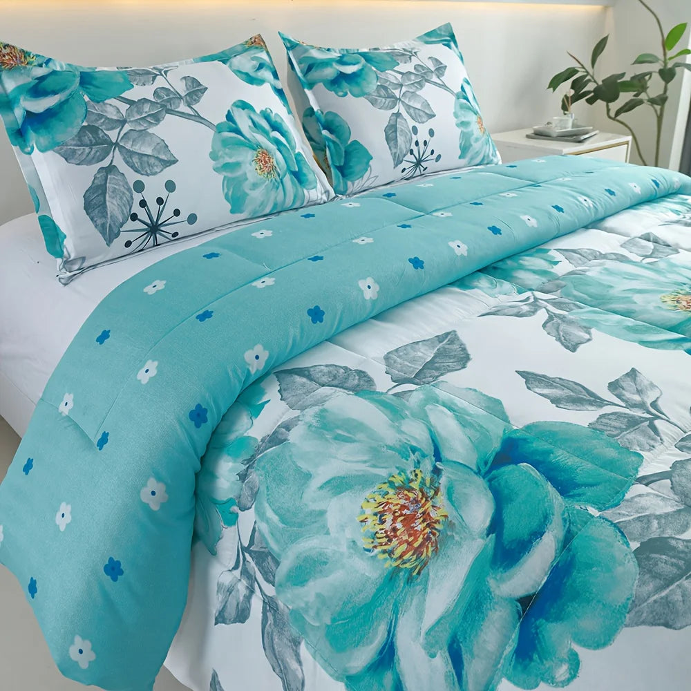 2/3pcs Beautiful Reversible Comforter Set - Lightweight & Breathable Sides, Cozy Soft Bedding with 1 Comforter & 1 Or 2 Pillowcases