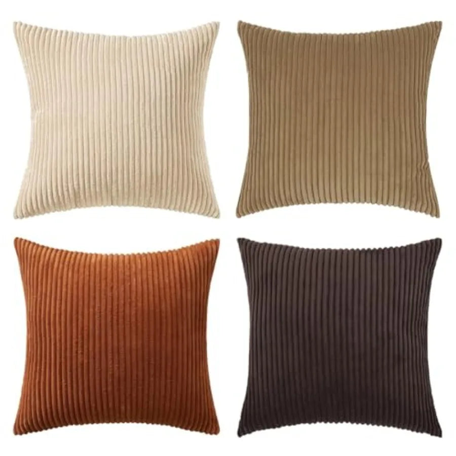 Boho Farmhouse Throw Pillow Covers 18x18 Inch Set of 4 Modern Nordic Cushion Covers Soft Corduroy