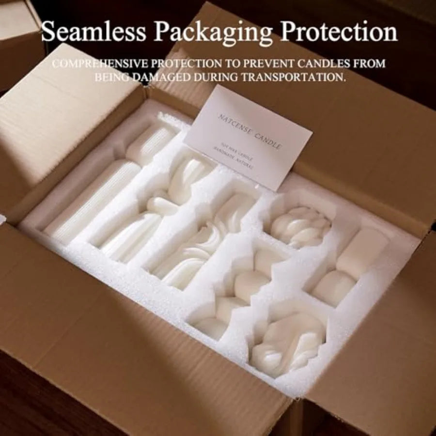 7-Pack Pillar Candles - Soy Wax Handmade Ribbed Candles