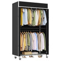Heavy Duty Clothes Rack with Cover, 485LBS Capacity, Portable Closet Wardrobe on Wheels, Carbon Steel, Dustproof, Tool-Free Assembly