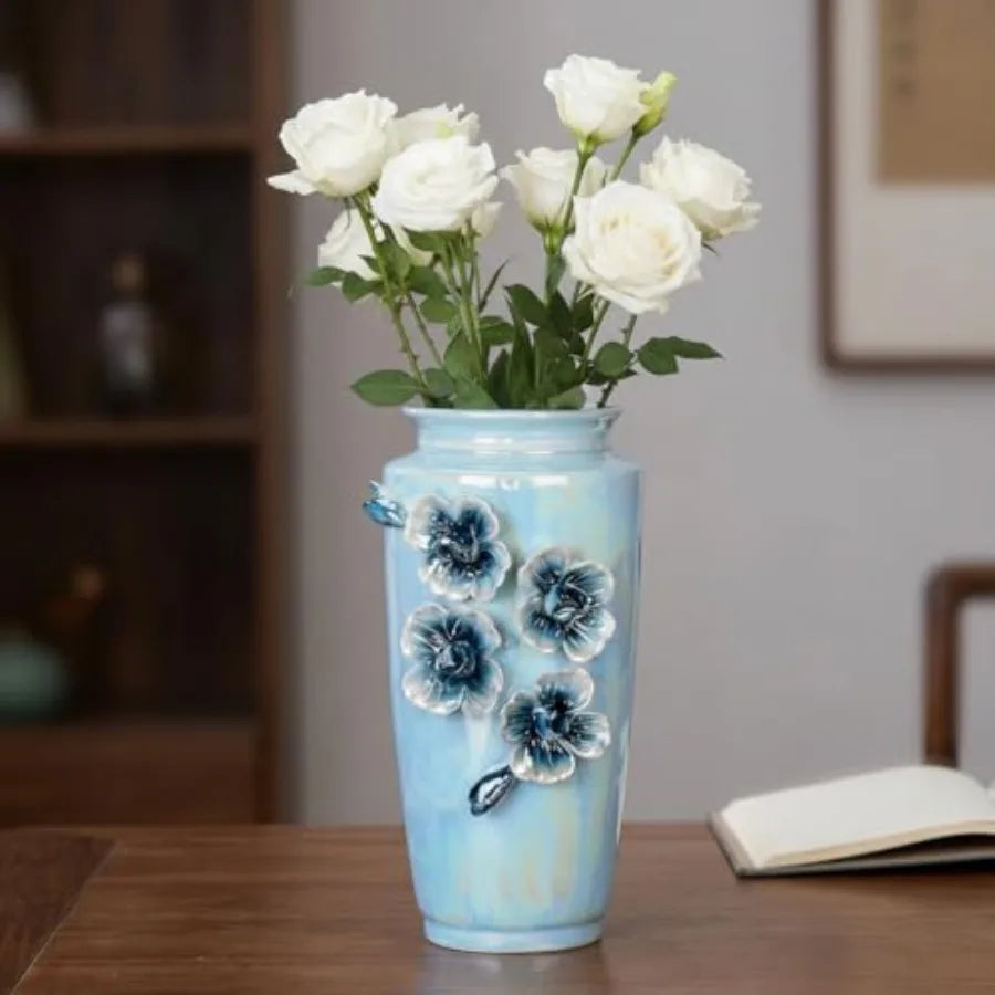 Ceramic Vase - Small Decorative Vase with Floral Pattern