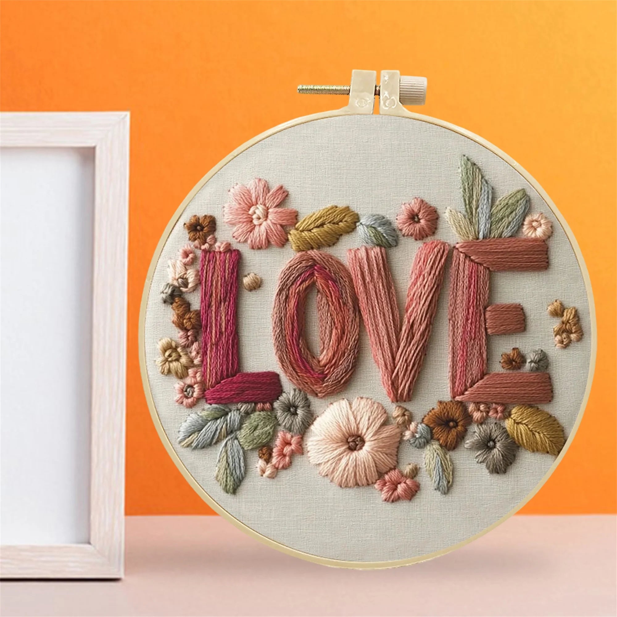 Cross Stitch Kit with Heart Patterns and Embroidery Hoop ALL Levels