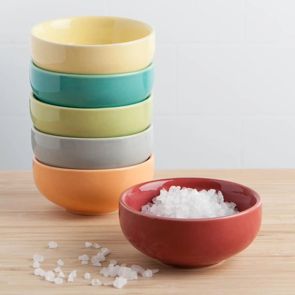 Ceramic Bowl Set of 6, 2 oz Mini Dishes for Dips and Condiments, Microwave & Dishwasher Safe