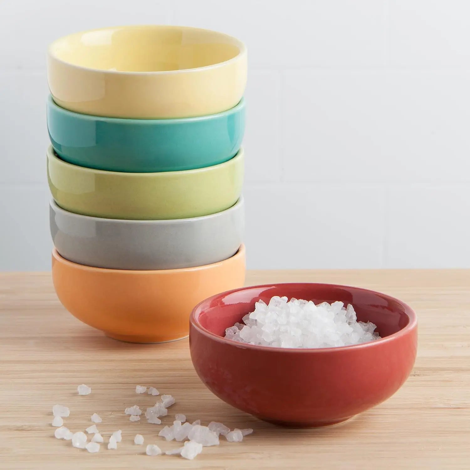 Ceramic Bowl Set of 6, 2 oz Mini Dishes for Dips and Condiments, Microwave & Dishwasher Safe