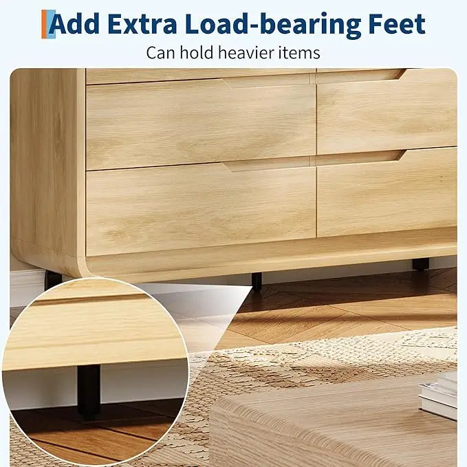6 Drawers Dresser for Bedroom, living room, kitchen hallway 47" Wide Modern Wooden