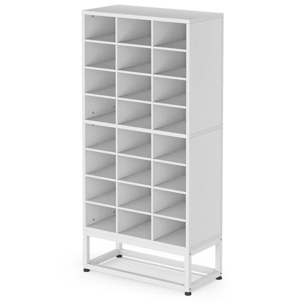 Wooden Shoe Cabinet 8-Tier Display Shelf Rack Stand White Wood Cube Shelf