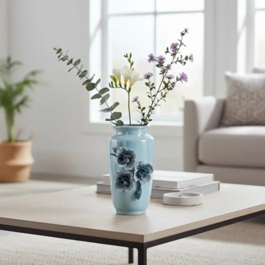 Ceramic Vase - Small Decorative Vase with Floral Pattern