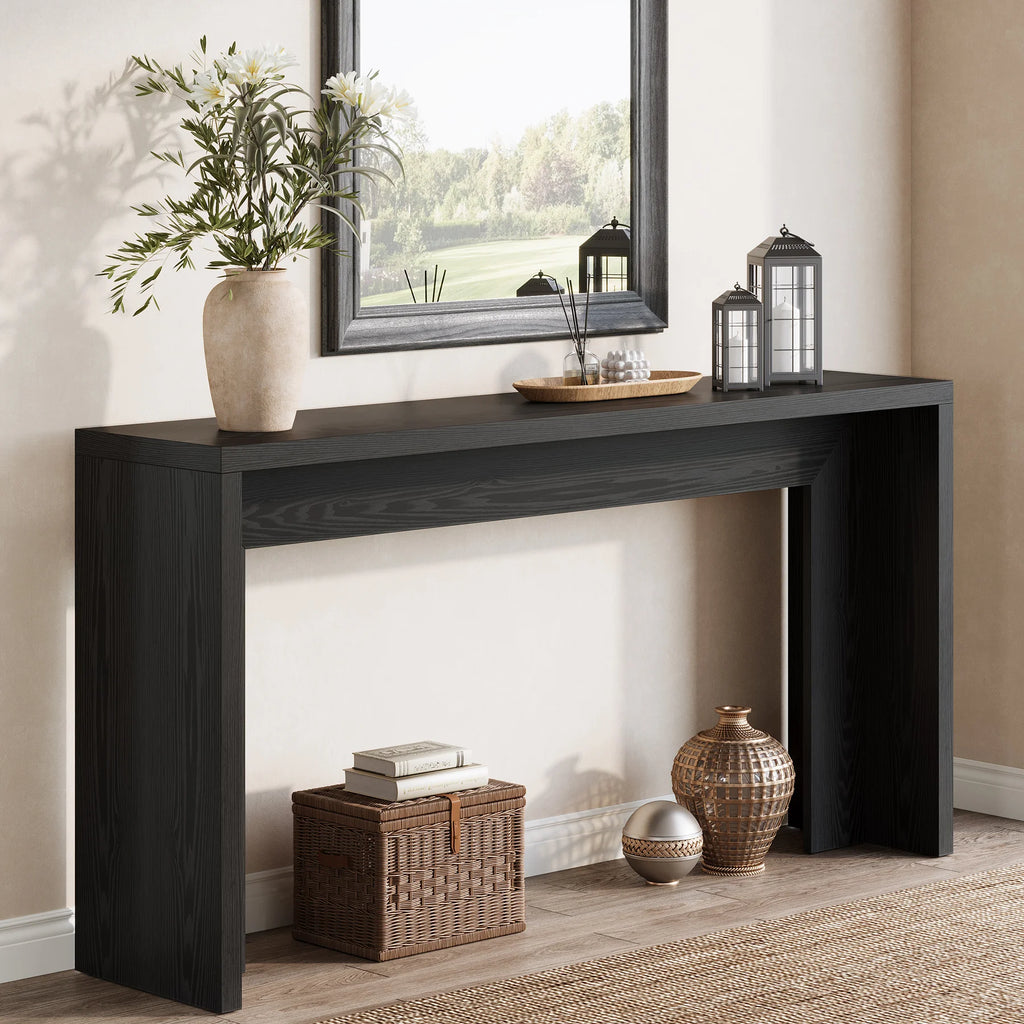Farmhouse Console Table, 55-Inch Wooden Sofa Table for Entryway, Foyer, Hallway, Living Room