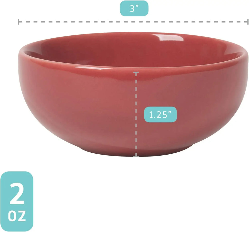 Ceramic Bowl Set of 6, 2 oz Mini Dishes for Dips and Condiments, Microwave & Dishwasher Safe