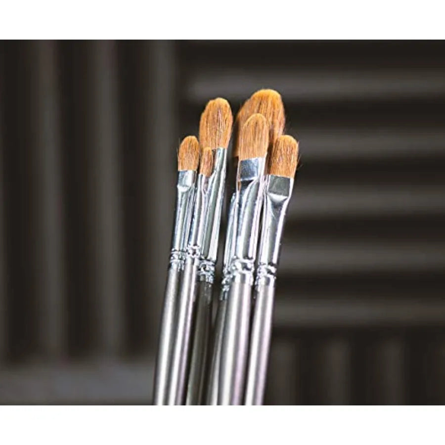 6 Red Sable Filbert long-handled Professional Paint Brushes  Acrylic, Watercolor, Mixed Media or Oil Paint Brushes.