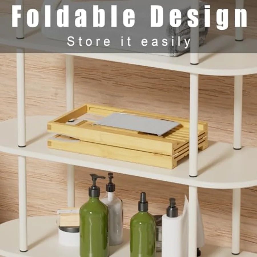 Foldable and Expandable Bamboo Bathtub Caddy Tray for Tub