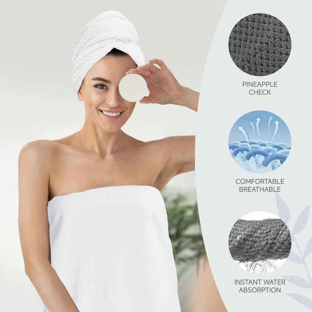 4-Piece Pink Towel Set: Extra Large Bath, Hand, and Hair Towels with Washcloths - Absorbent and Quick Dry