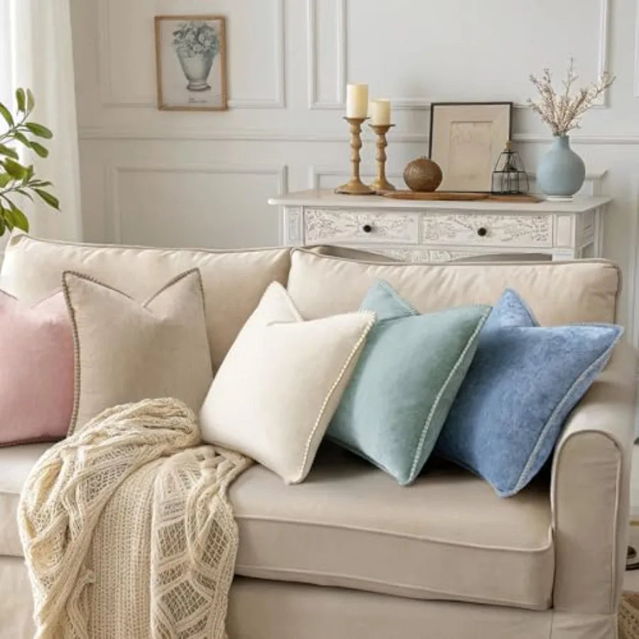 Summer Chenille Soft Cozy Throw Pillow Covers 18x18 Set of 2