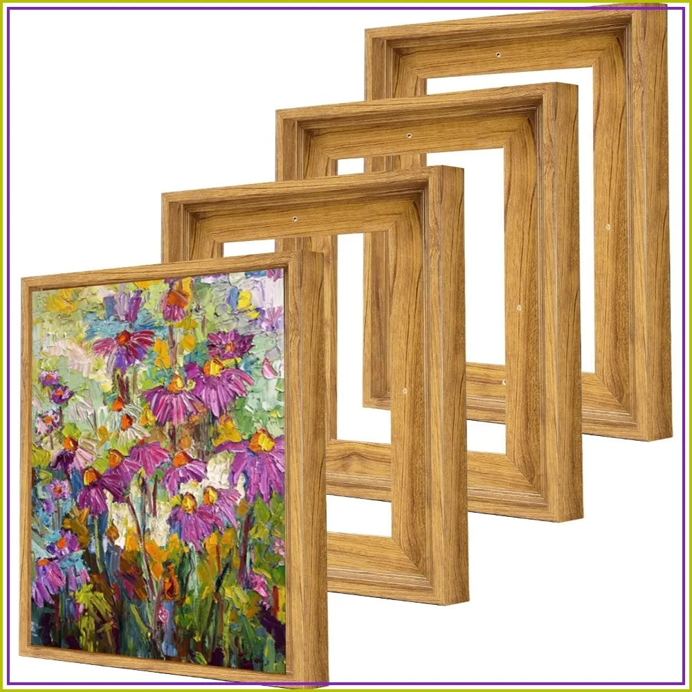 4 Pack Floating Frames for 11x14 Canvas, 0.6-0.9 inch Deep, Nut Brown, Wall Art Decor