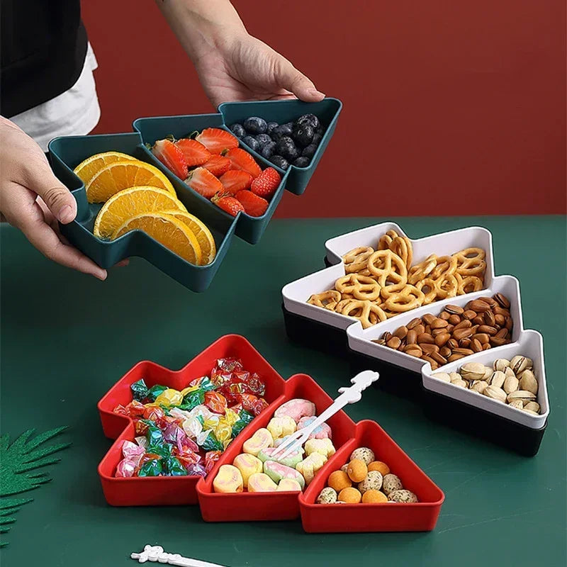 5PCS Christmas Tree Serving Tray Plastic