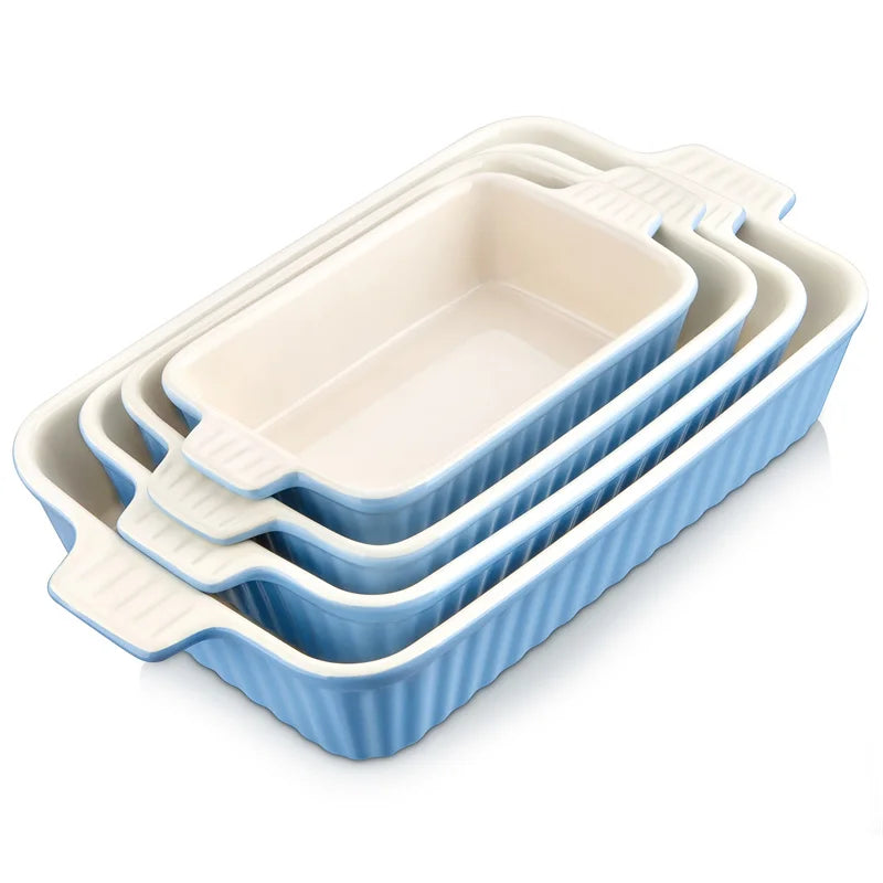 4-Piece Table Baking Dish Plate Set with Ceramic Handle Oven to Ideal for(9"/11"/12"/13.3")