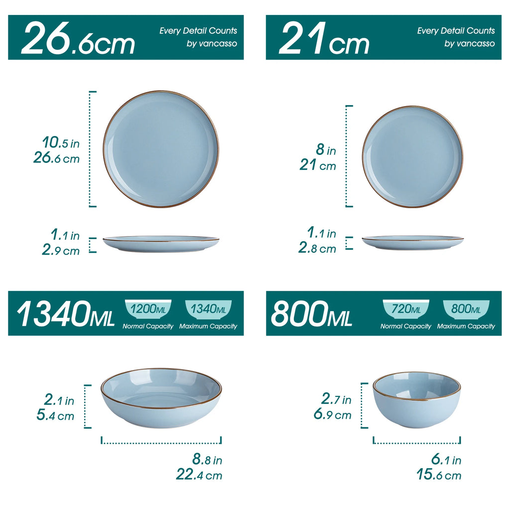 16/32 Piece Ceramic Glaze Tableware Set with Dinner/Dessert/Soup Plate/Bowl  For 4/8 Person 4 Color Optional