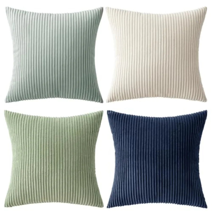 Boho Farmhouse Throw Pillow Covers 18x18 Inch Set of 4 Modern Nordic Cushion Covers Soft Corduroy