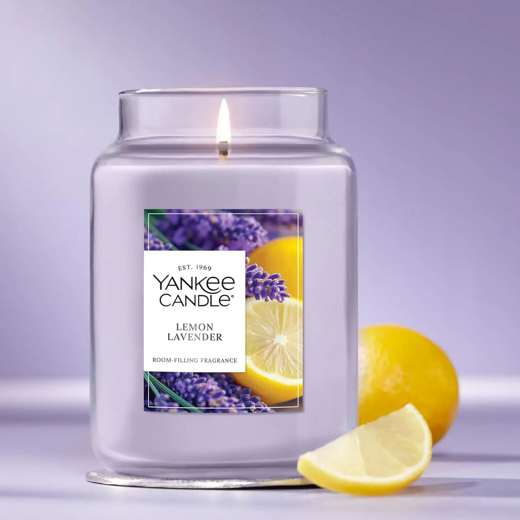 Lemon Lavender Scented Candle, 22oz Large Jar, 150-Hour Burn Time