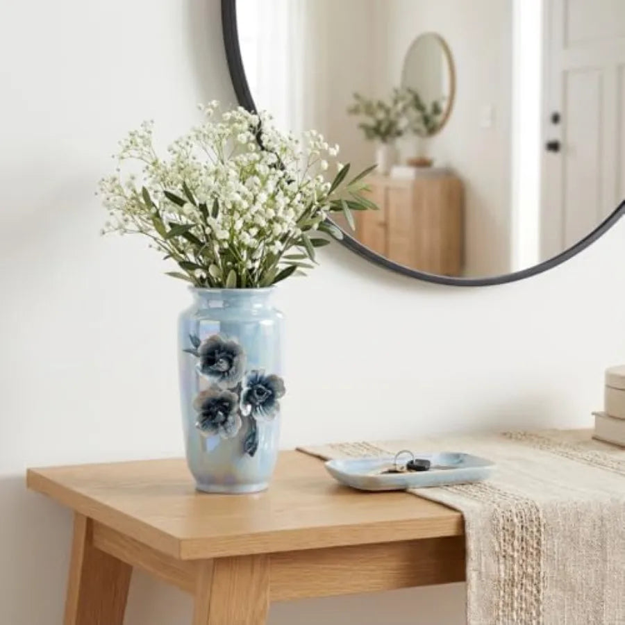 Ceramic Vase - Small Decorative Vase with Floral Pattern