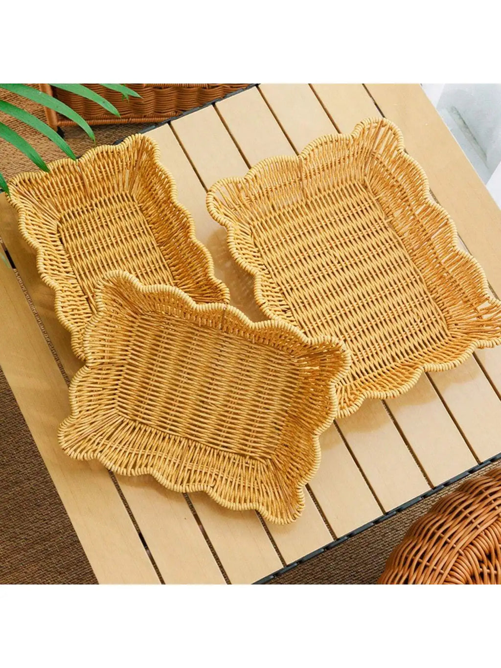 3pcs/1pc Handmade Woven Rattan Style Tray