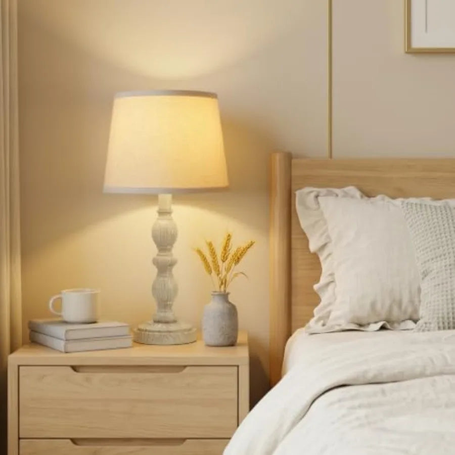 Table Lamps Set of 2, 20.5" Rustic Farmhouse  with Linen Shade