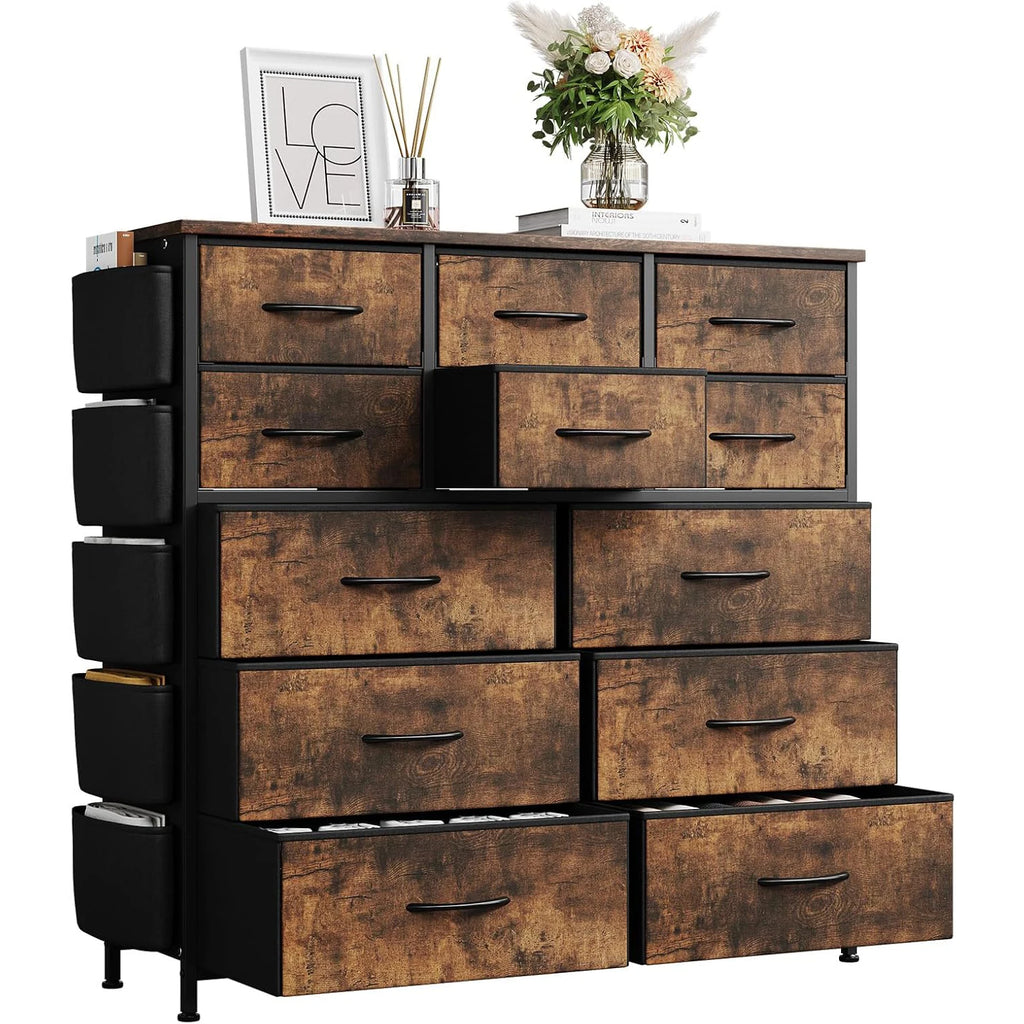 12-Drawer Dresser with Side Pockets,