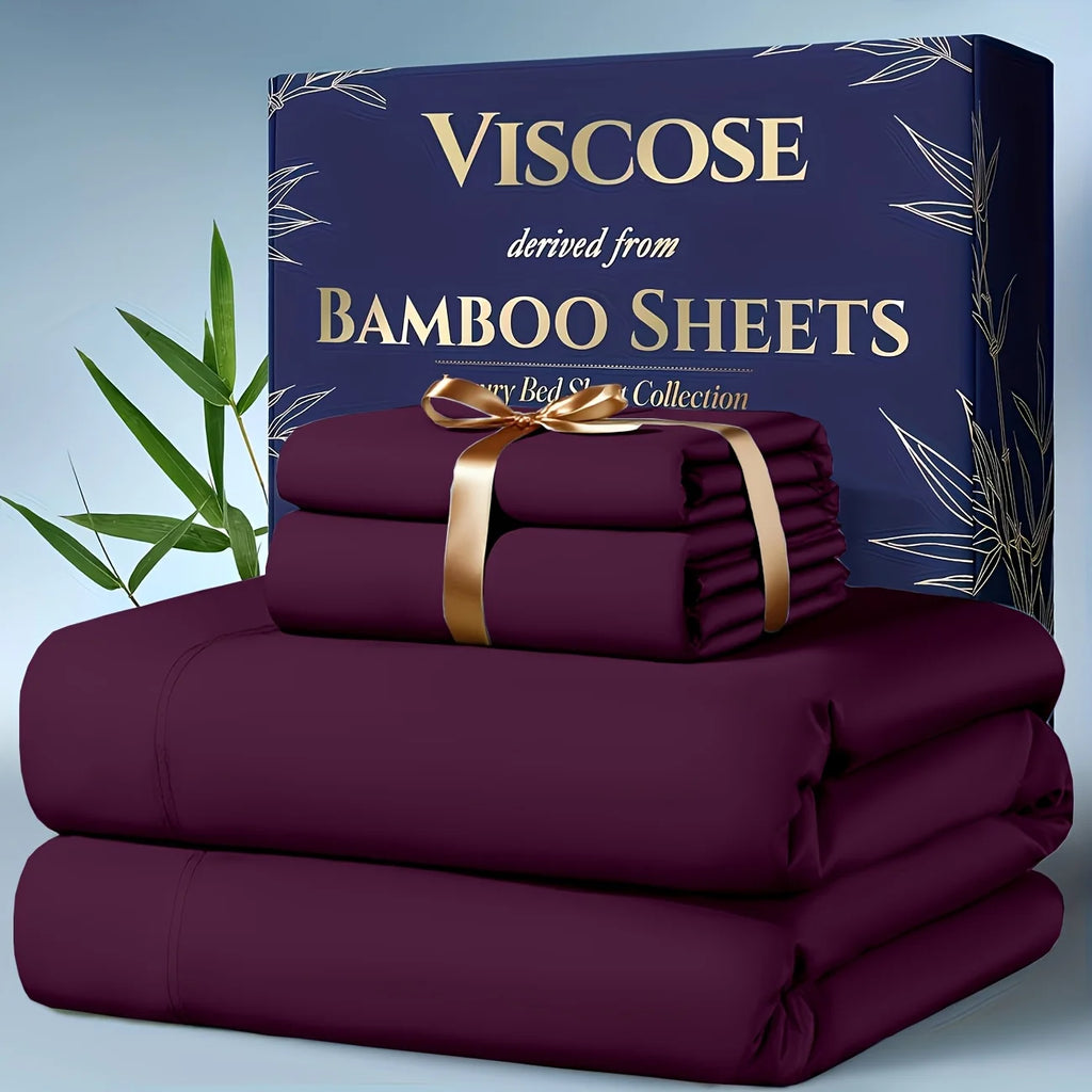4pcs Bamboo Cooling Bedding - Extra Deep Pocket Breathable And Cooling  Sheet And Fitted Sheet -