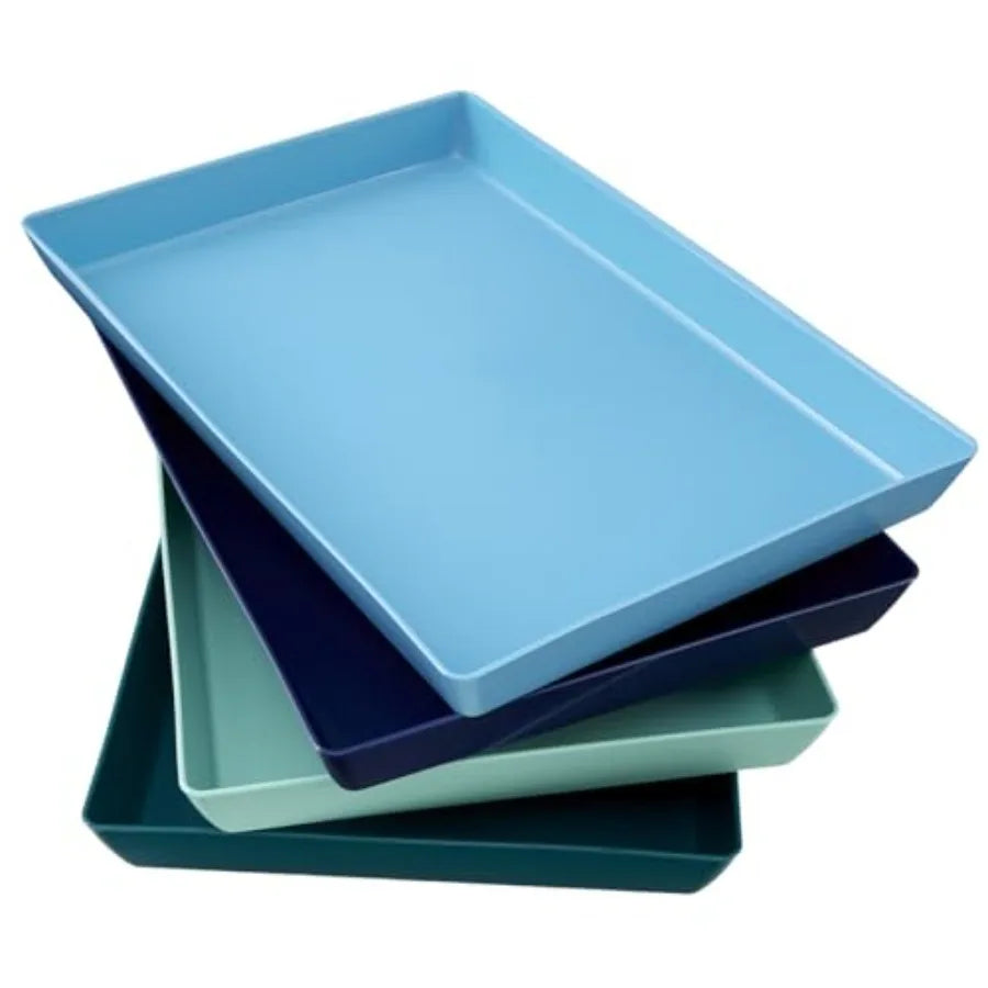 Coastal Plastic Serving Trays Set of 4 15 x 10 Large Unbreakable Reusable Rectangular