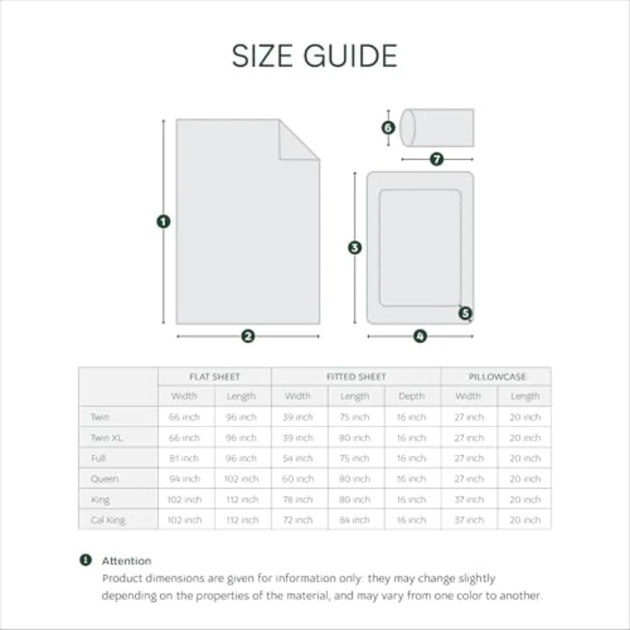 100% Cotton Percale 4-Piece Sheet Set All-Season Bedding, Oeko-Tex Certified, Soft Matte Finish