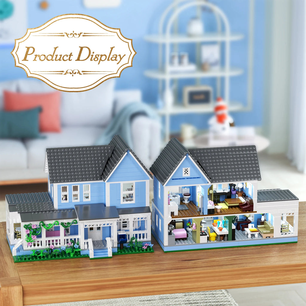 Lorelai Girls House Building Blocks Sets Blue Palace