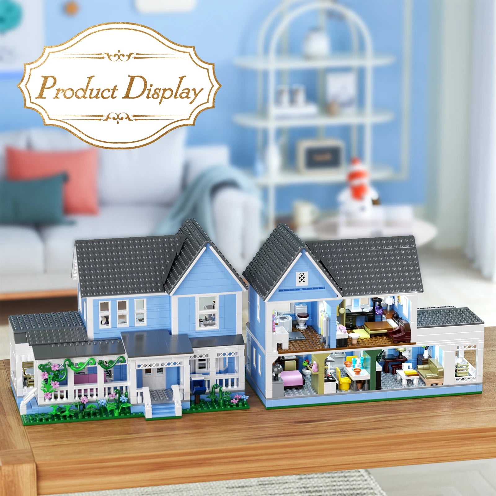 Lorelai Girls House Building Blocks Sets Blue Palace