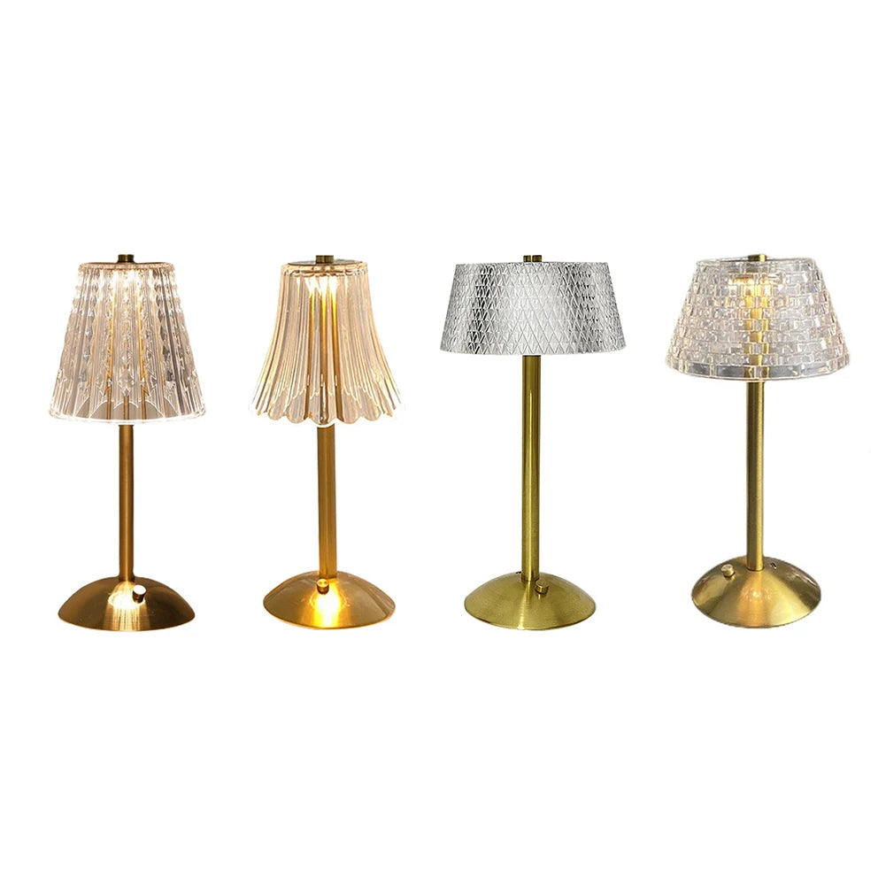 3 Colors LED Crystal Table Lamp Dimmable  Rechargeable Romantic Wireless