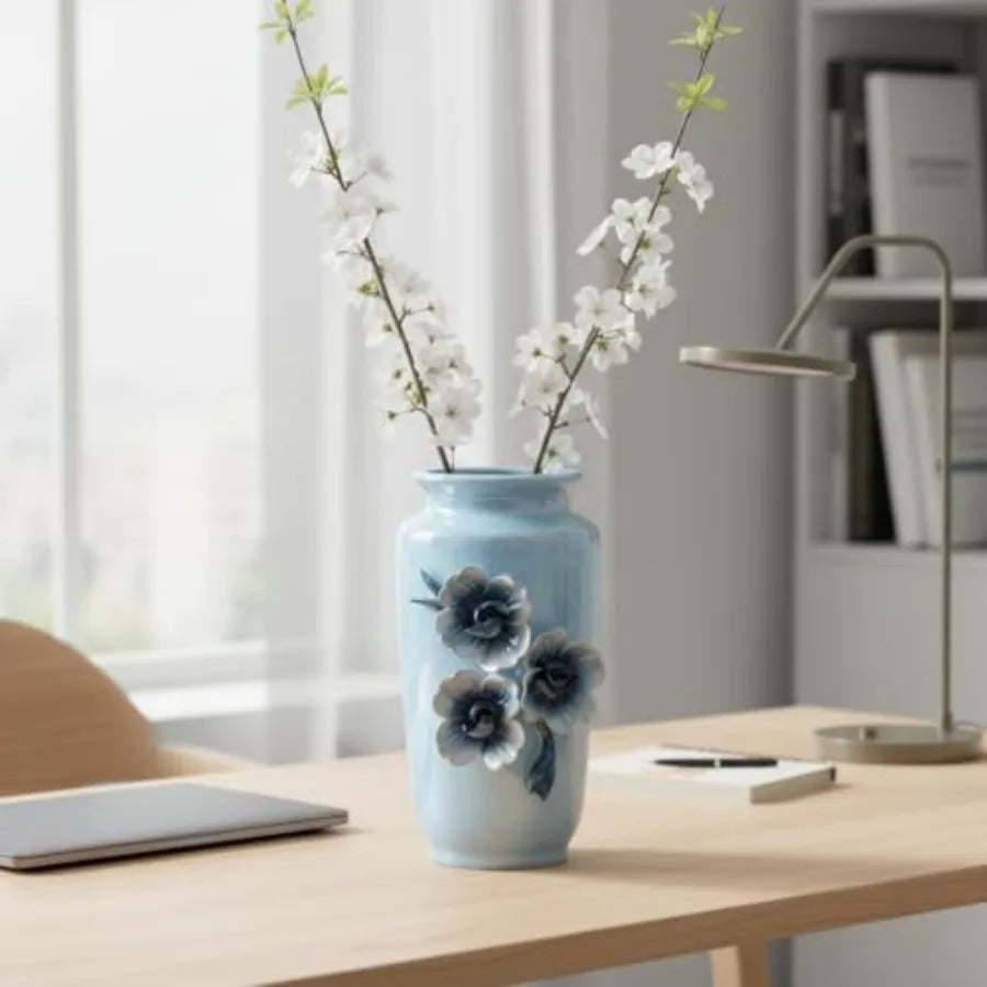 Ceramic Vase - Small Decorative Vase with Floral Pattern