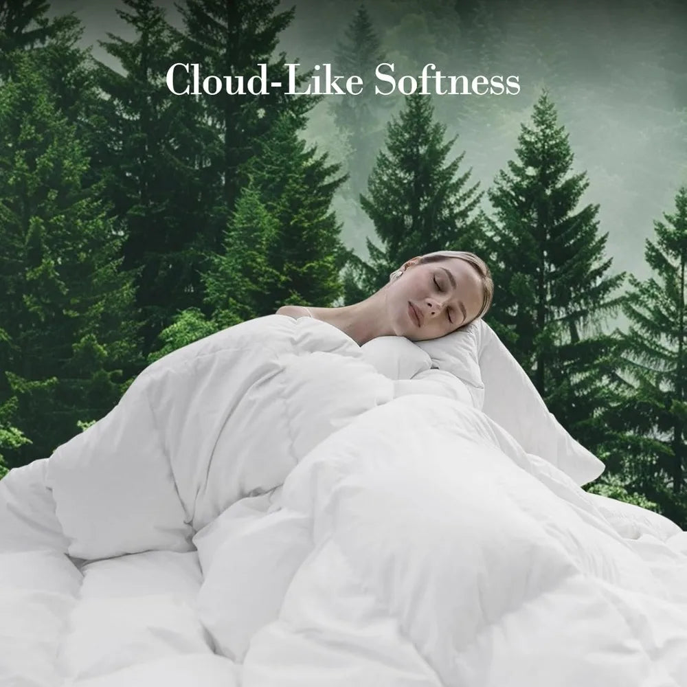 Luxurious Queen Size down Fiber Comforter 54 Oz High All Seasons  Duvet Insert for Cozy Nights