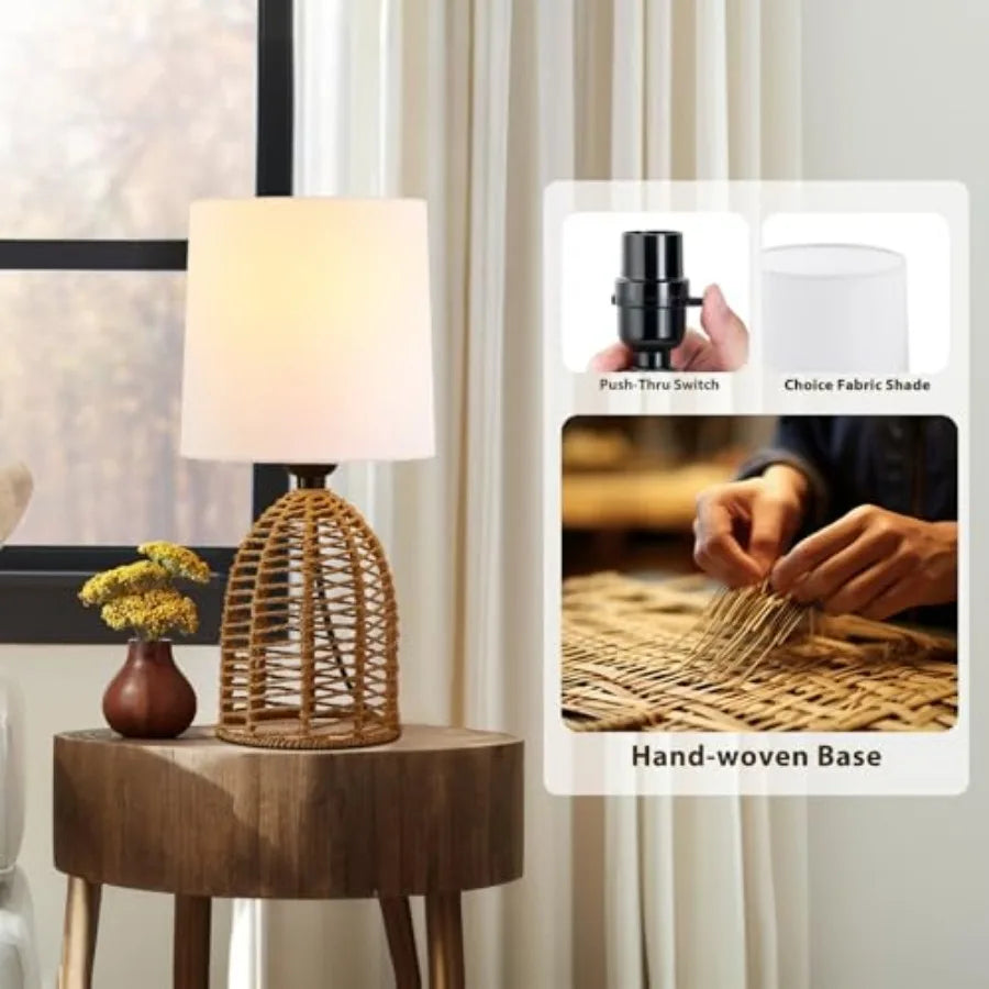 Rattan Lamp Boho Lamps Set of 2-3.75" Mini Table Lamp