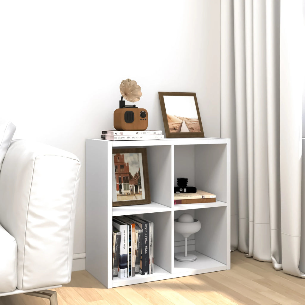 Thick Wooden Frame 4 Cube Storage Organizer Shelf with Anti-Tipping Kits, Reversible Open Back, Horizontal & Vertical Dual-Use. Ideal for  multi-use