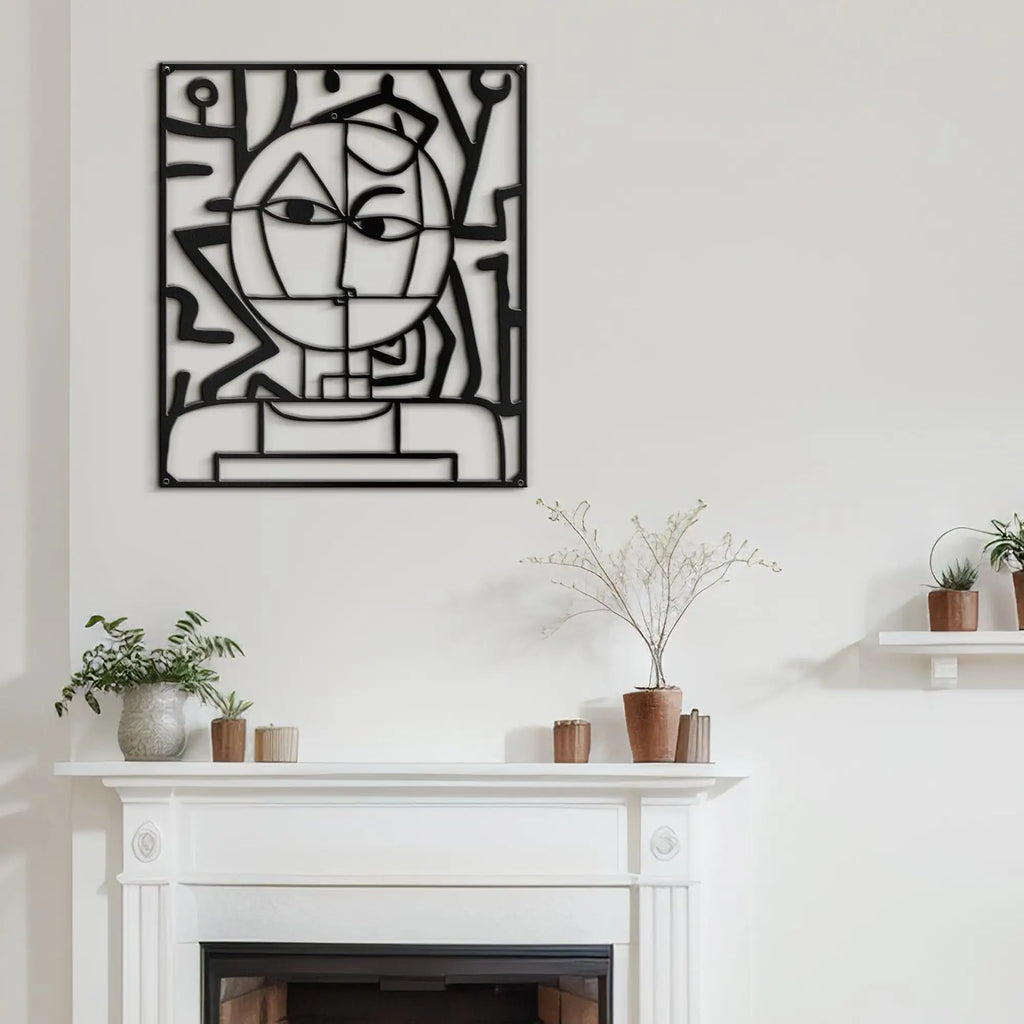 Minimalist Abstract Faces Line Figure Metal Wall Sculpture Black 45.7cm Modern Wall Hanging Art Decor