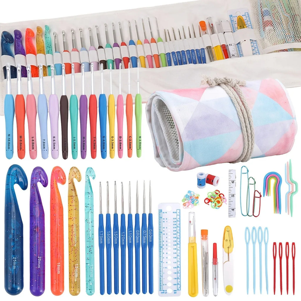 118pcs  Ergonomic Crochet Hooks Sets,  Storage Bag and Crochets Needle Accessories