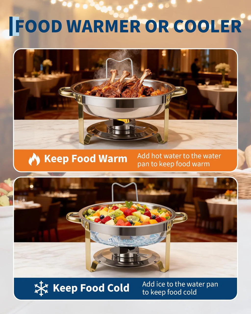 4 Pack Chafing Dishes Set for Buffet, 5 QT Stainless Steel Food Warmers with Glass Lid