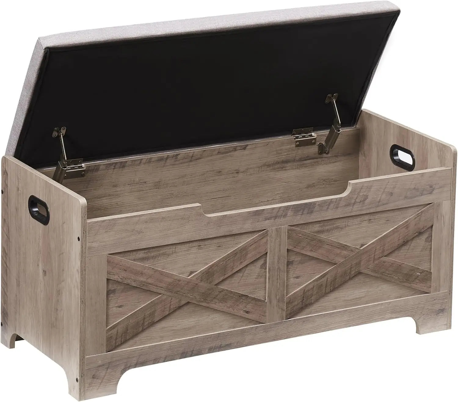 Storage Bench Storage Chest with 2 Safety Hinges Liftable top Shoe Bench Retro Wooden