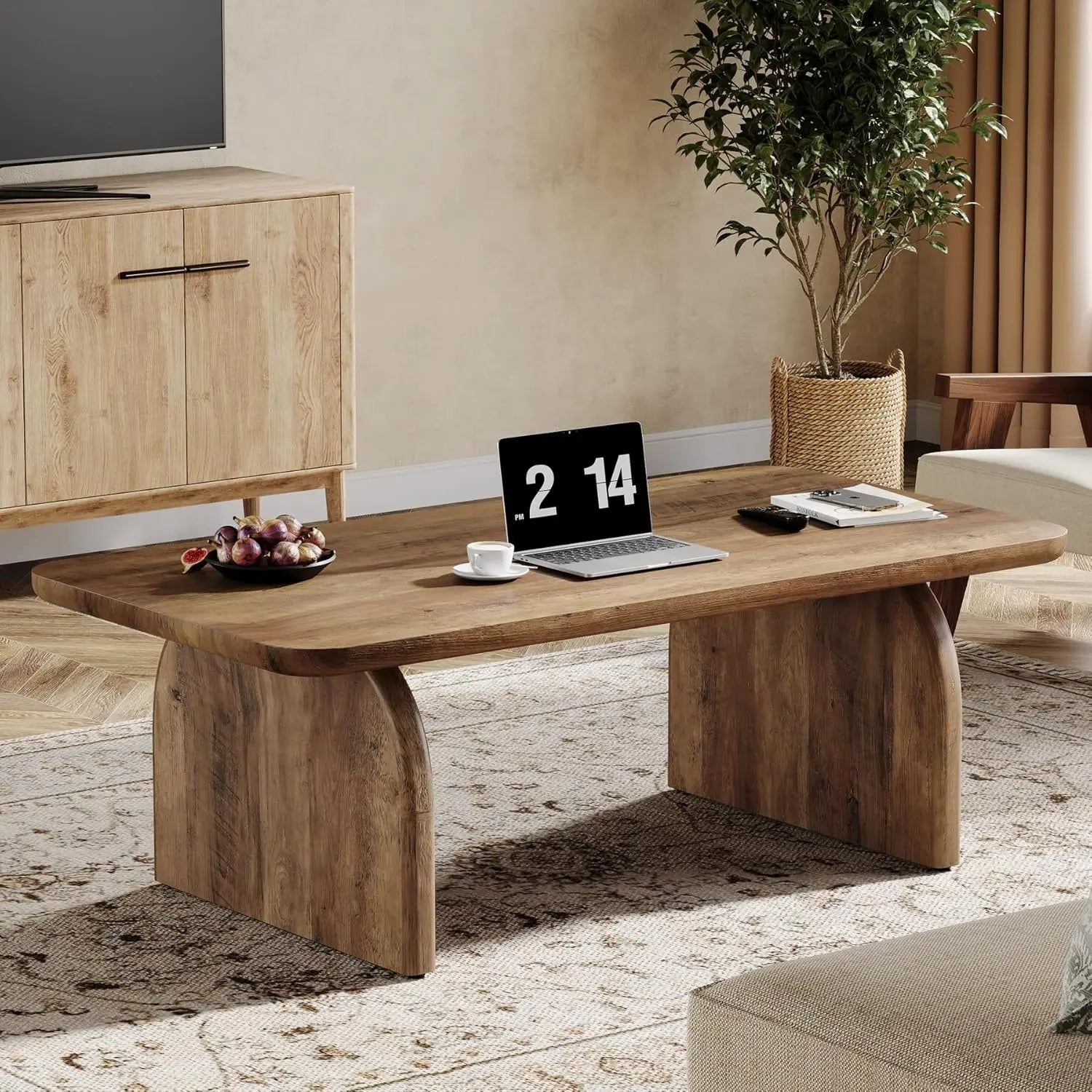 Rectangle Wood Table  Farmhouse Sturdy Base