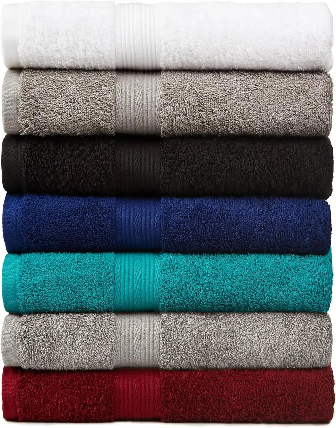 6 Piece Oversized 100% Cotton Bathroom Towel Set Fade Resistant Soft Absorbent 2 Bath 2 Hand 2 Washcloths Black