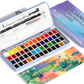 52 Vibrant Colors Watercolor Paint Set for Adults Metallic Shades, Includes Brush, Pencil, Sponge