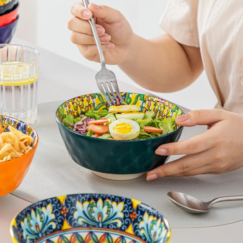 Bohemia Retro Ceramic Dinnerware Set  Non-Toxic  12/16/24 Pieces Plates Bowls