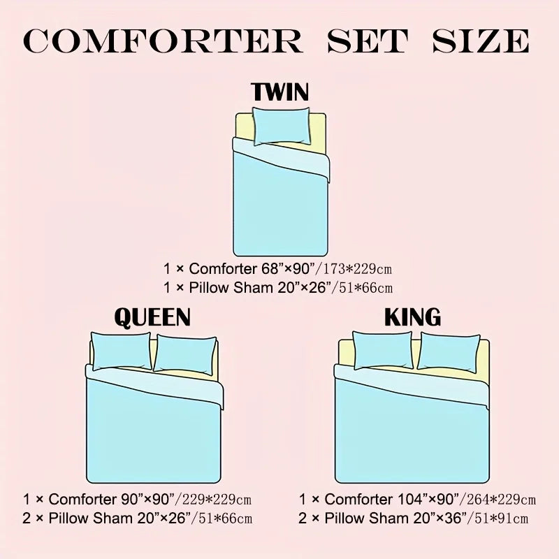 2/3pcs Luxury Comforter Set, Blue Checkered Floral Design, Lightweight Quilt Set  Includes 2 cases
