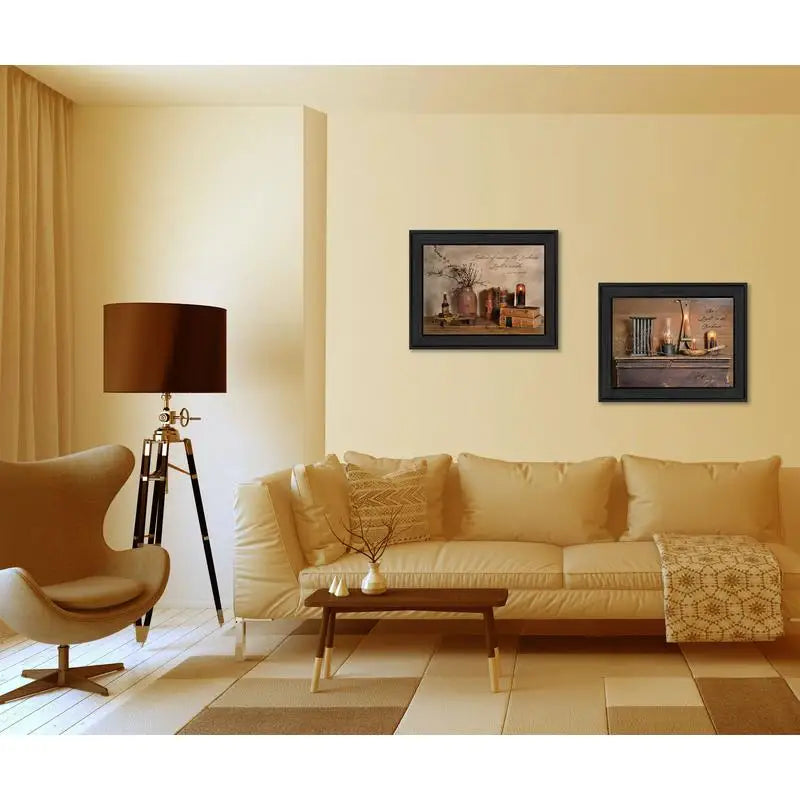 Framed Wall Art, Modern Candle-Themed Print